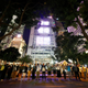 Protesters hold hands in Hong Kong’s Central district.